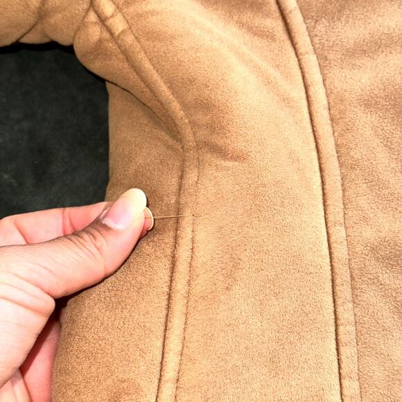 United Colors of Benetton Jacket Womens Medium Brown Sherpa Lined HAS FLAWS - Picture 8 of 12